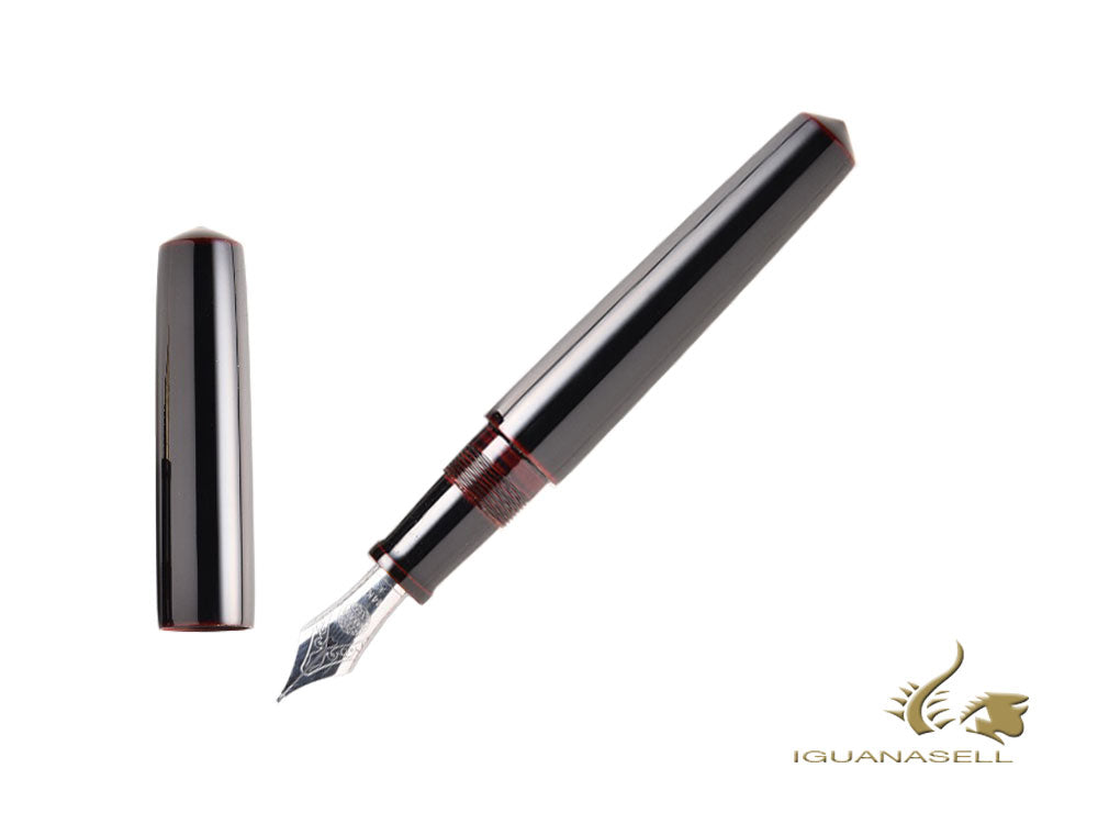 Nakaya Cigar Fountain Pen Piccolo, Kuro-Tamenuri, Ebonite, Gold/Rodhium