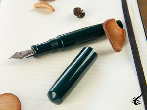 Nakaya Cigar Fountain Pen Piccolo, Midori, Ebonite,, rodhium