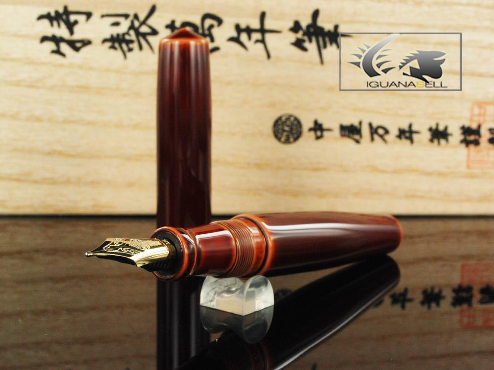 Nakaya Cigar Fountain Pen Piccolo, Toki-Tamenuri, Ebonite, Elastic Nib