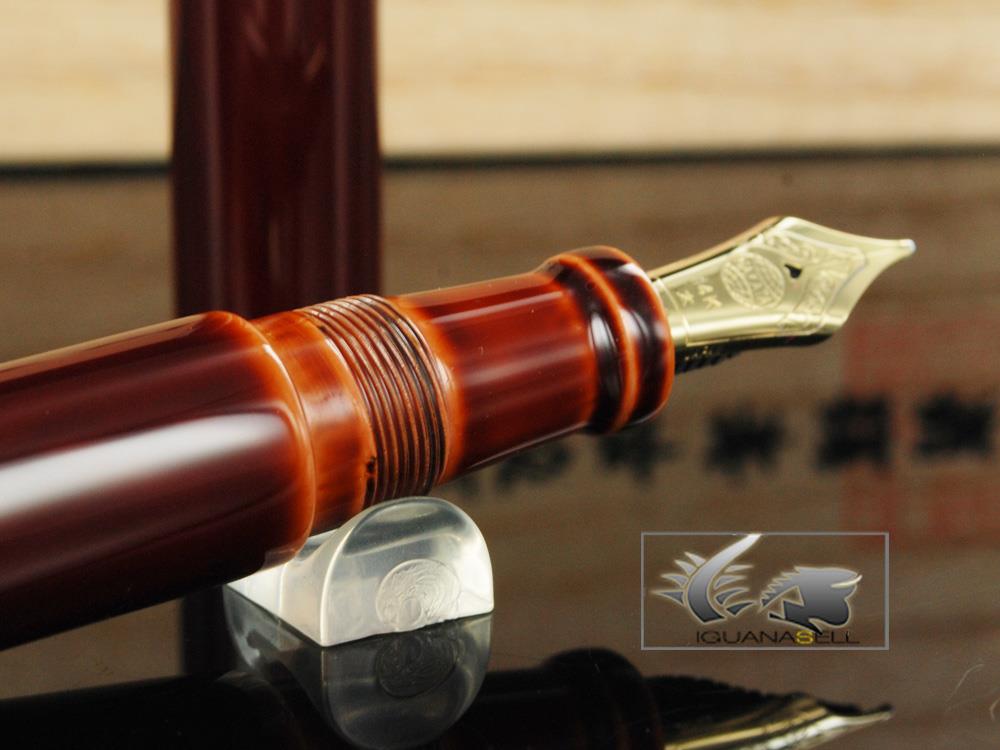 Nakaya Cigar Fountain Pen Piccolo, Toki-Tamenuri, Ebonite, Elastic Nib