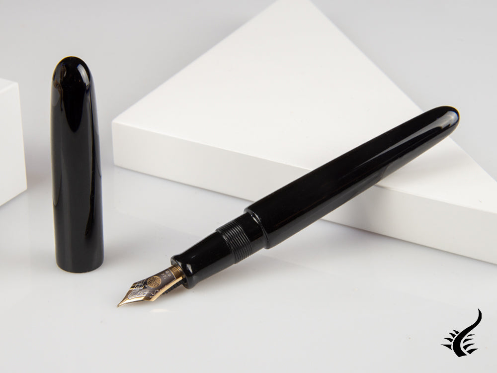 Nakaya Cigar Kuro-Roiro Fountain Pen Portable, Black, 14k Gold bicolour