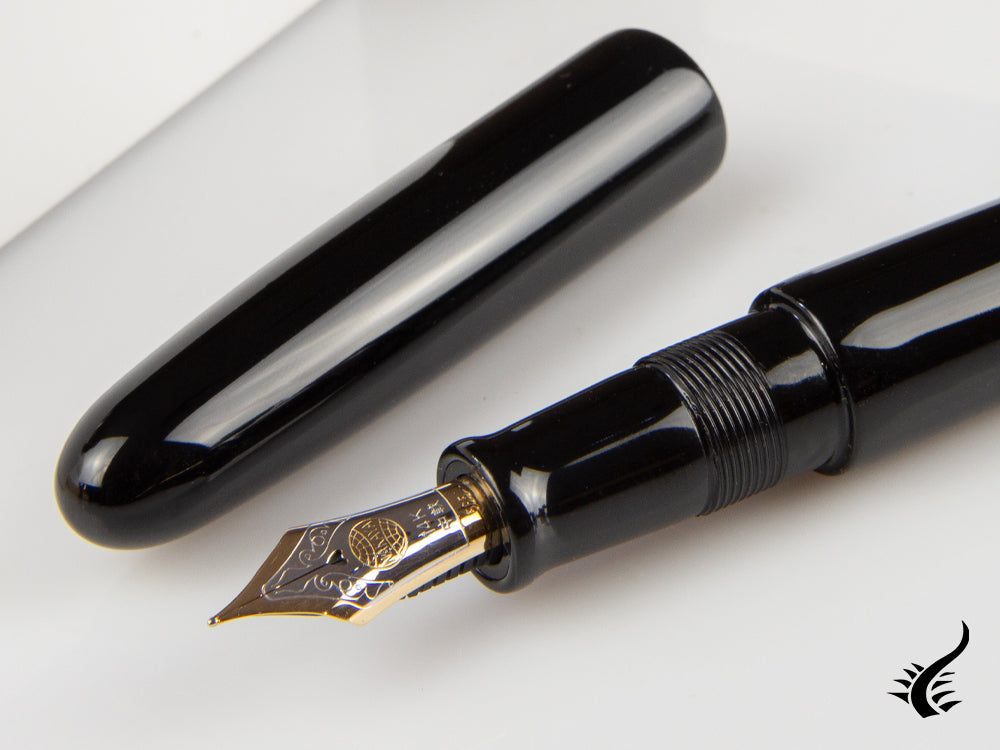 Nakaya Cigar Fountain Pen Portable, Black, Ebonite, 14k Gold bicolour