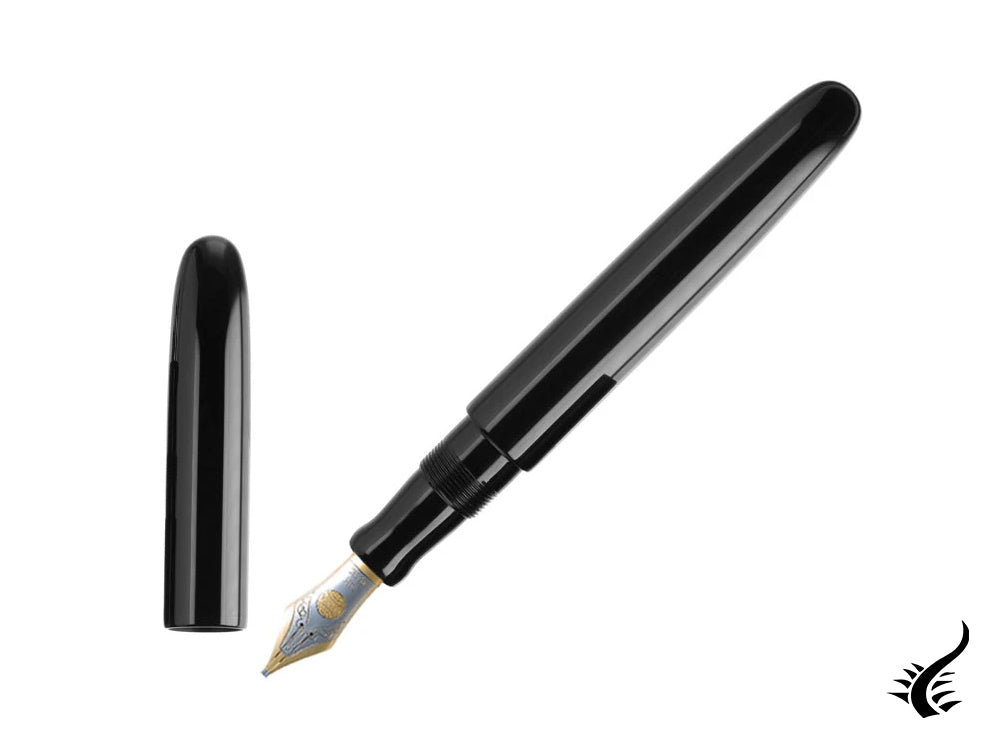 Nakaya Cigar Fountain Pen Portable, Black, Ebonite, 14k Gold bicolour