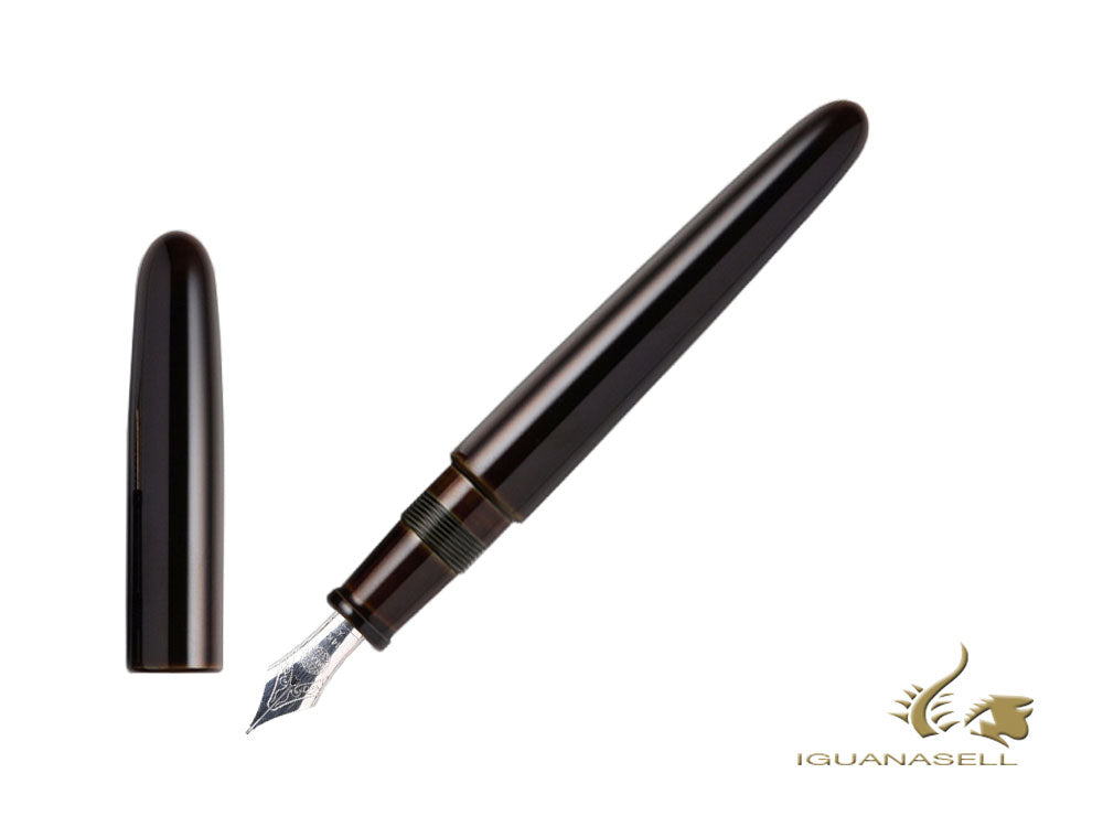 Stylo plume à cigare Nakaya portable Heki-Tamenuri, or rodhium 14 carats