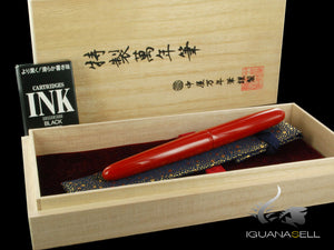 Nakaya Cigar Fountain Pen Portable, Shu, Ebonite, 14k Gold