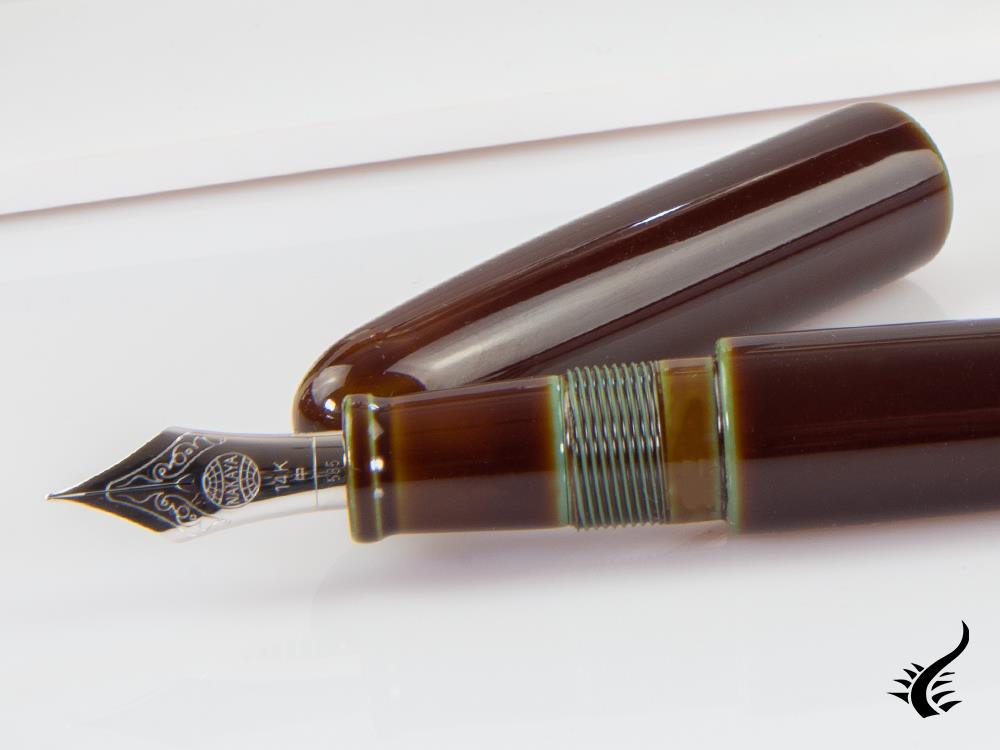 Nakaya Cigar Heki-Tamenuri Fountain Pen Portable, Ebonite Urushi lacquer