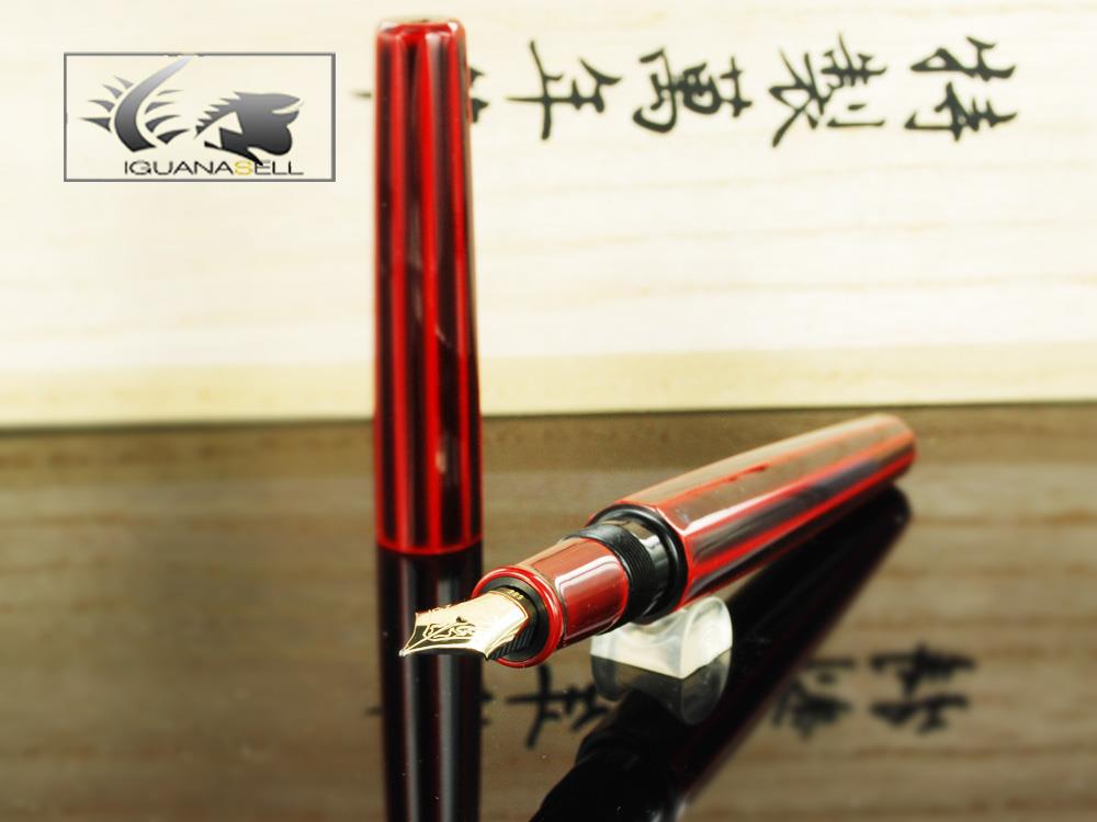 Nakaya Cigar Long Aka Tamenuri Fountain Pen, Ebonite and Urushi lacquer