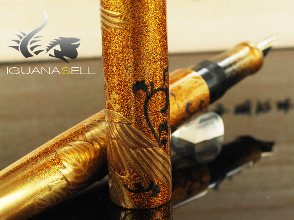 Nakaya Cigar Long Houou Fountain Pen, Ebonite and Urushi lacquer