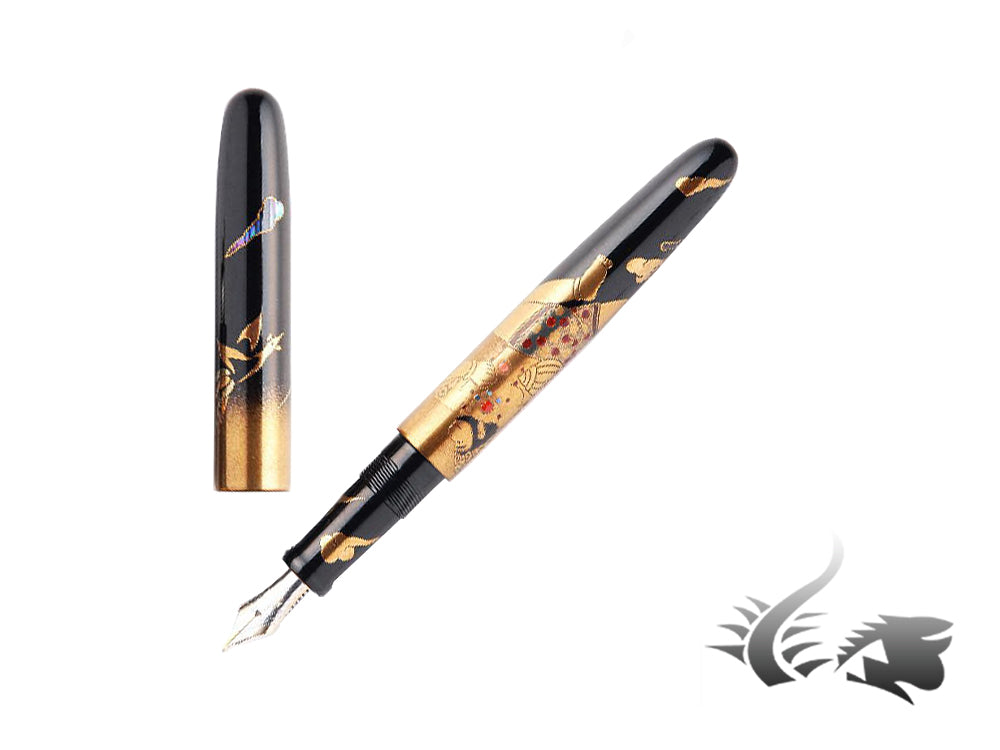 Nakaya Cigar Makie Hanuman Fountain Pen, Long, Ebonite