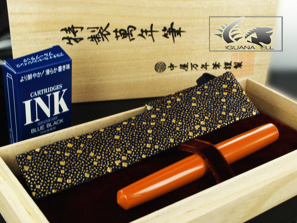 Nakaya Cigar Fountain Pen Piccolo Arai Shu, Ebonite, Urushi lacquer