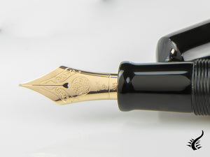 Nakaya Cigar Piccolo Fountain Pen, Black, Ebonite and Urushi lacquer