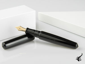 Nakaya Cigar Piccolo Fountain Pen, Black, Ebonite and Urushi lacquer