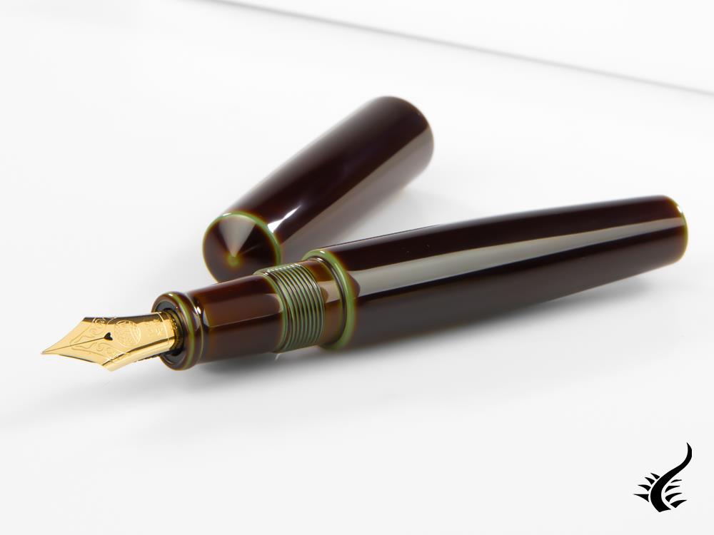 Nakaya Cigar Piccolo Heki Tamenuri Fountain Pen, Ebonite