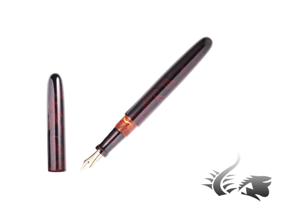 Stylo plume portable Nakaya Cigar Ascending Dragon, ébonite, or 14 carats