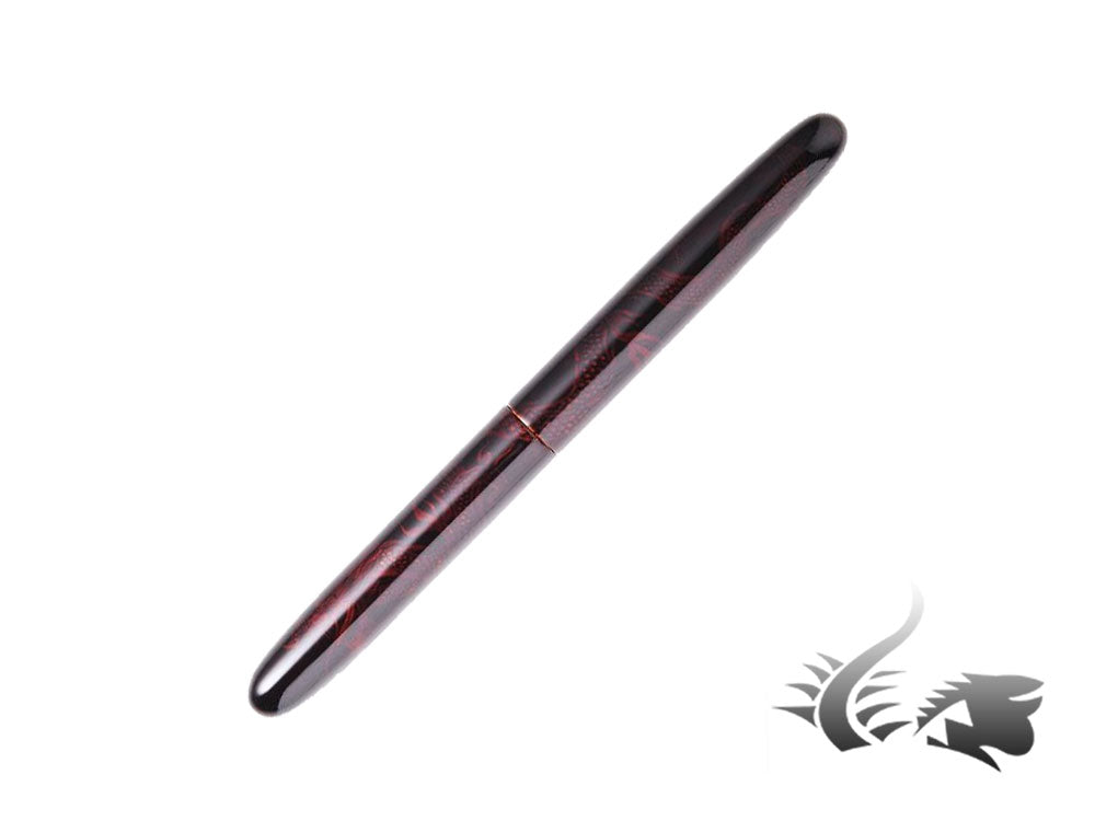 Stylo plume portable Nakaya Cigar Ascending Dragon, ébonite, or 14 carats