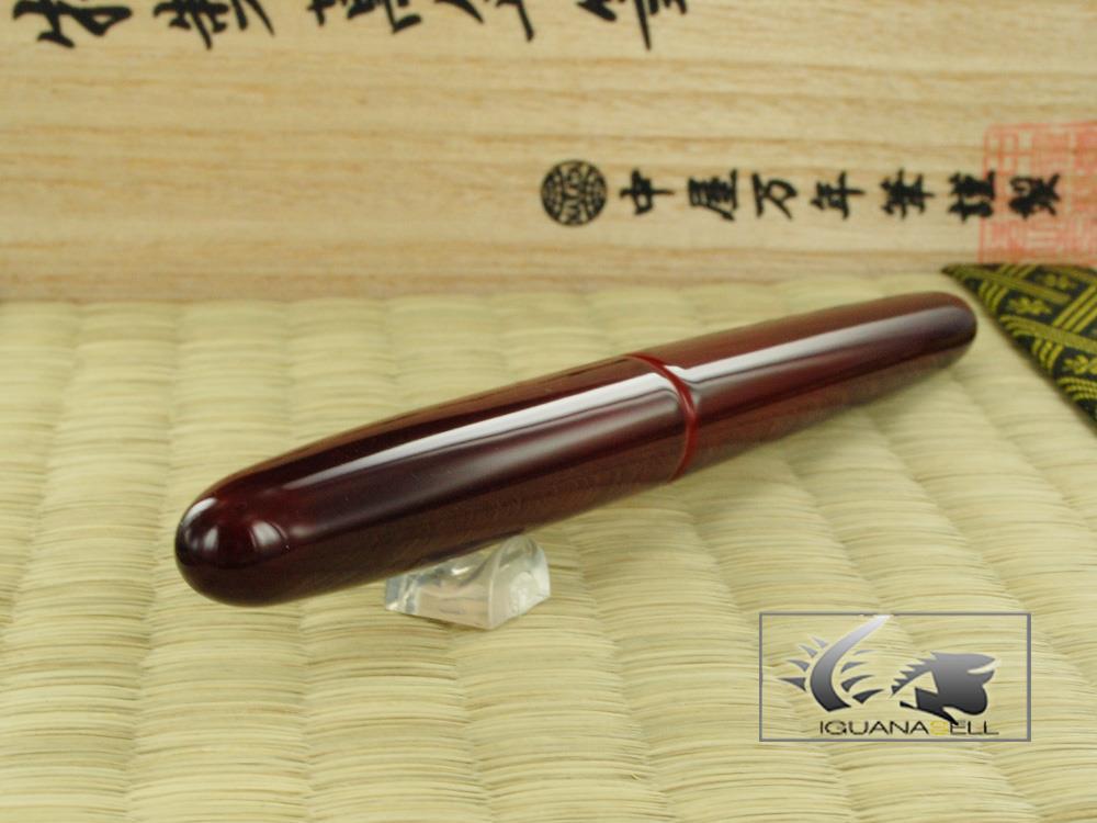 Stylo plume portable Nakaya Cigar, Aka-Tamenuri, or 14 carats, plume italique