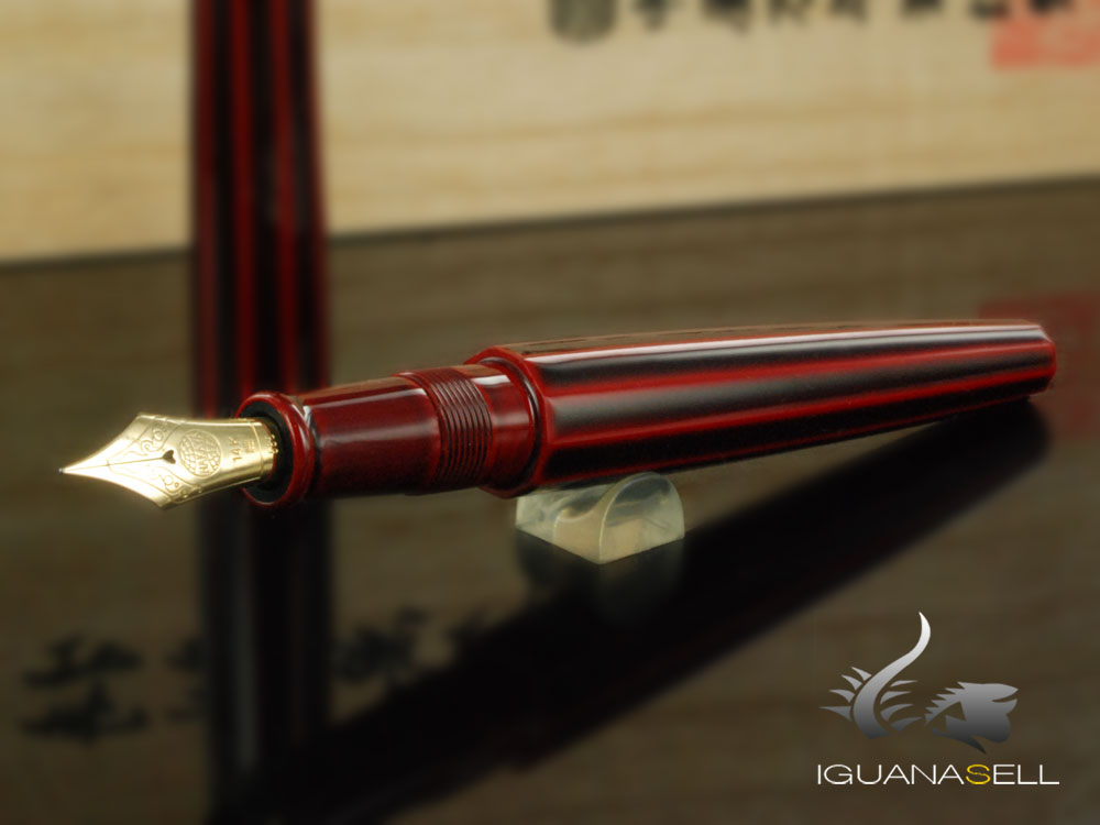 Stylo plume portable Nakaya Cigar, Aka-Tamenuri, décapode, ébonite