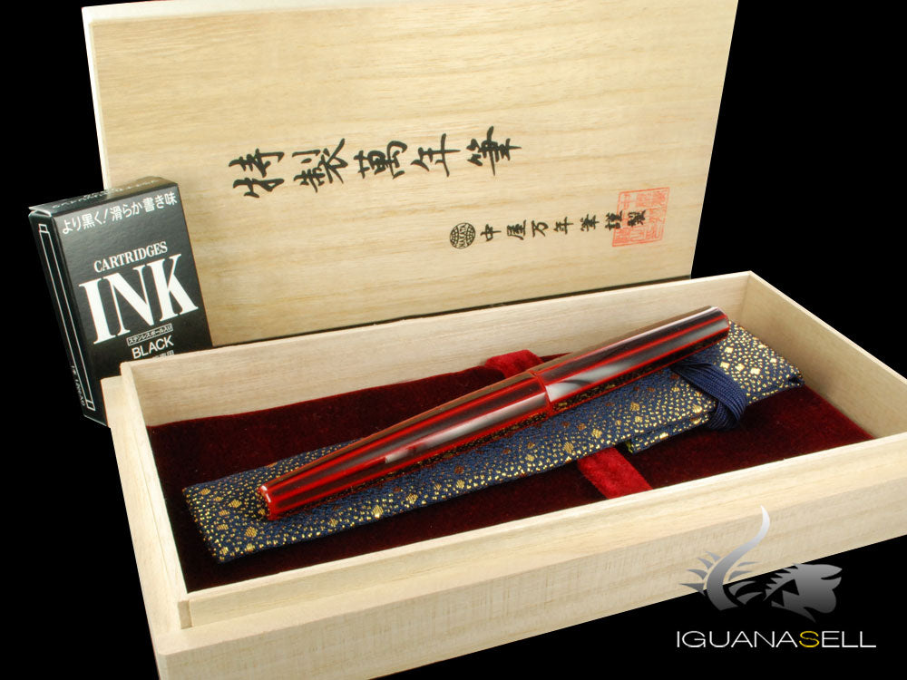 Stylo plume portable Nakaya Cigar, Aka-Tamenuri, décapode, ébonite