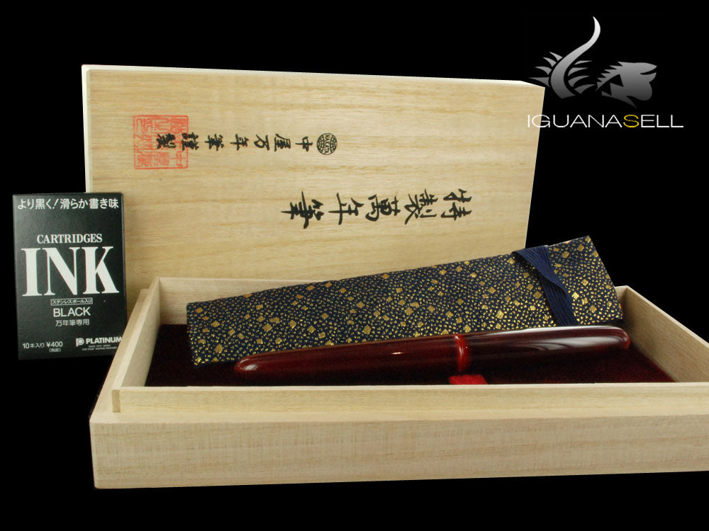 Stylo plume portable Nakaya Cigar, Aka-Tamenuri, ébonite