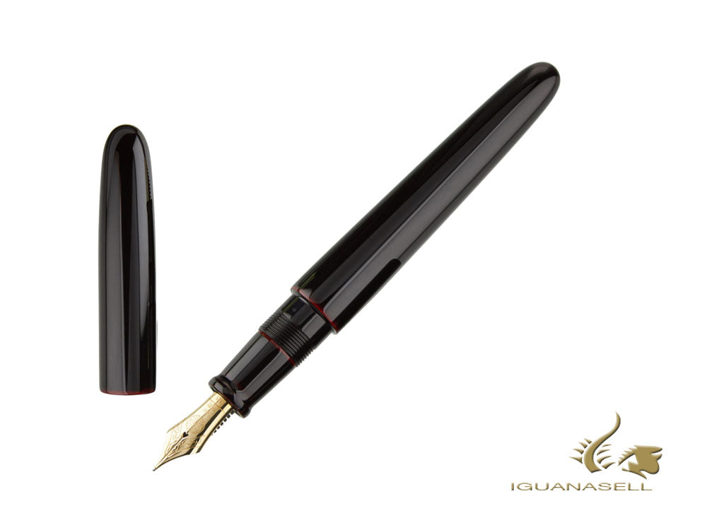 Stylo plume portable Nakaya Cigar, Kuro-Tamenuri, ébonite, plume élastique