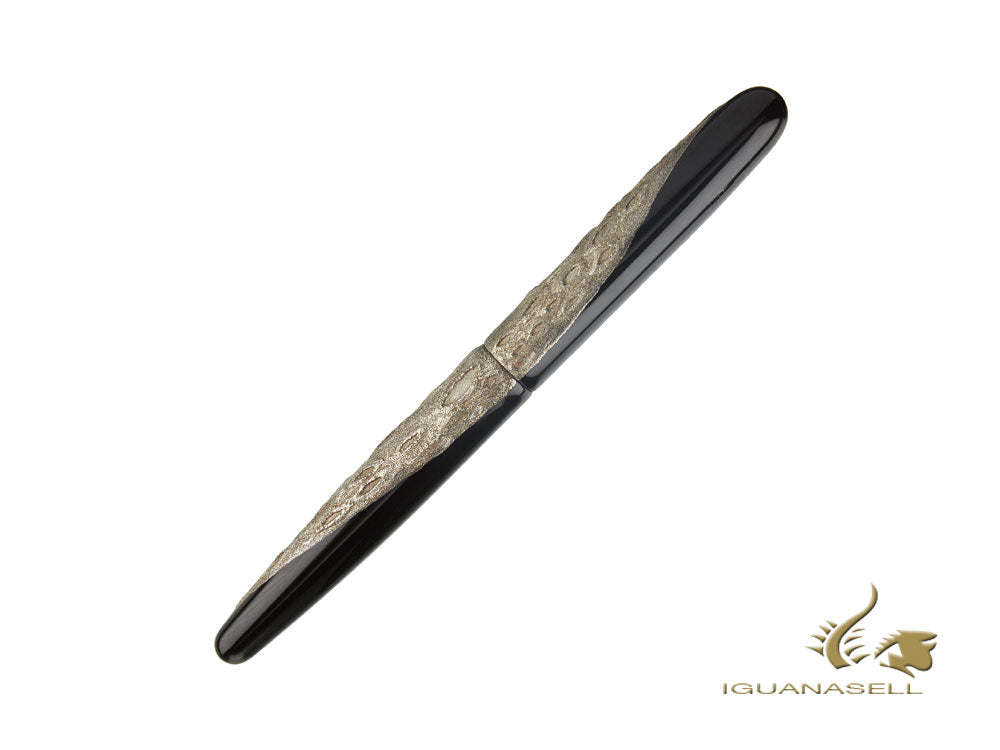 Nakaya Cigar "The Moon" Fountain Pen Long, Ebonite, Gold 14k rodhium