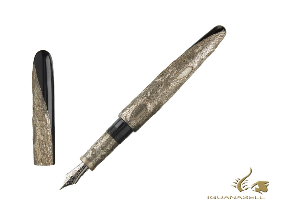 Nakaya Cigar "The Moon" Fountain Pen Long, Ebonite, Gold 14k rodhium