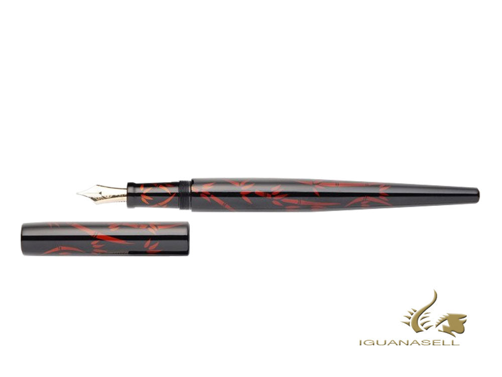 Stylo plume de bureau Nakaya, bambou, ébonite et laque Urushi, or 14 carats,