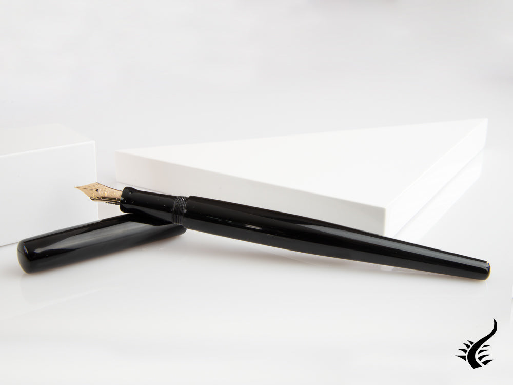 Nakaya Desk Kuro-Roiro Fountain Pen, Black, Urushi lacquer, 14k Gold,