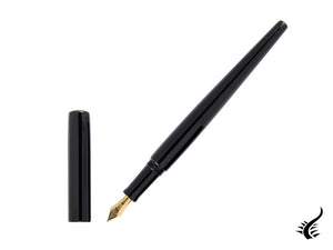 Stylo plume de bureau Nakaya, noir, laque ébonite et Urushi, or 14 carats,