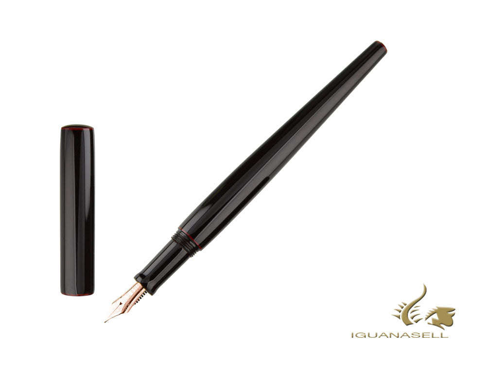 Stylo plume de bureau Nakaya, Kuro-Tamenuri, ébonite, or rose 14 carats