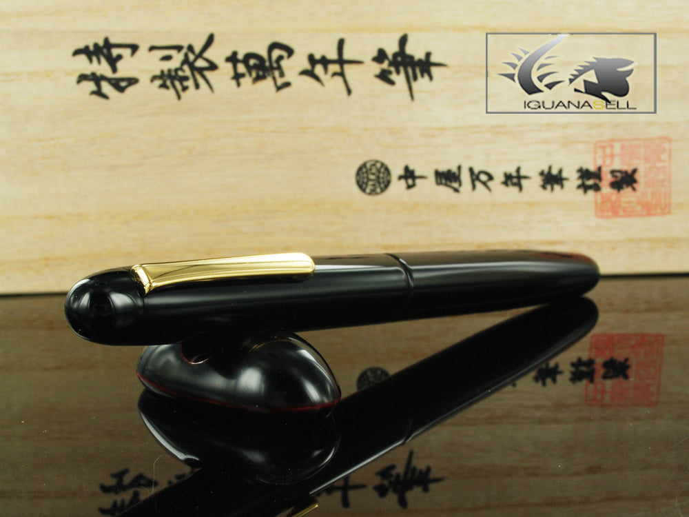 Stylo plume Nakaya Writer Long laqué noir Urushi et clip doré