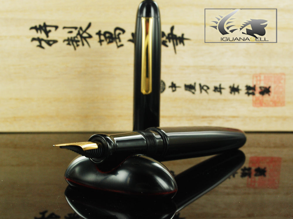 Nakaya Fountain Pen Writer Long Black Urushi Lacquer and Gold Clip