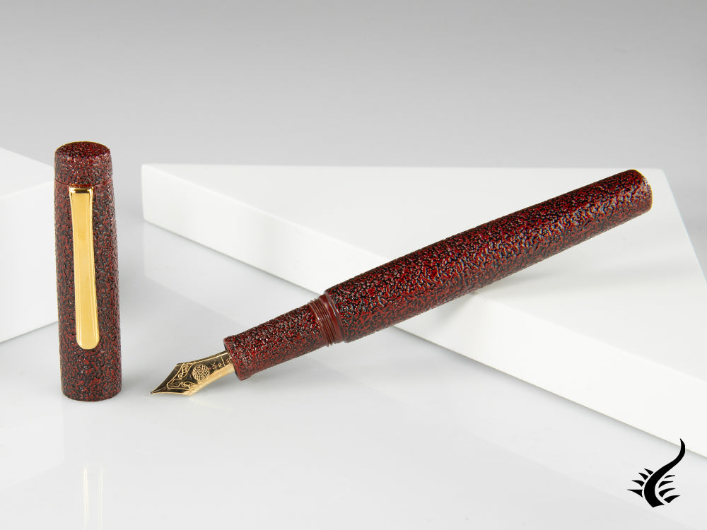 Nakaya Neo-Standard Fountain Pen, Ishime Aka Tamenuri, Ebonite