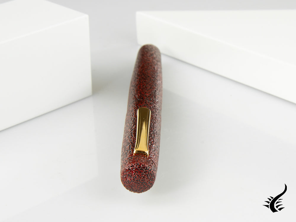 Nakaya Neo-Standard Fountain Pen, Ishime Aka Tamenuri, Ebonite