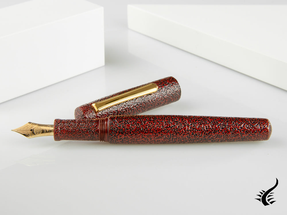 Nakaya Neo-Standard Fountain Pen, Ishime Aka Tamenuri, Ebonite