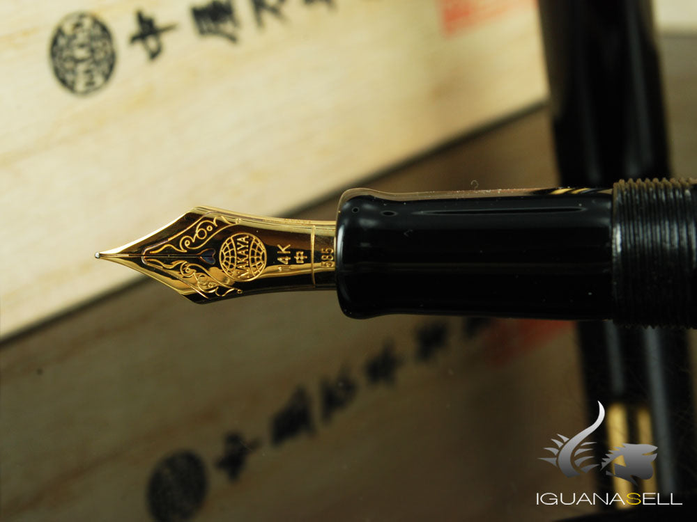 Nakaya Writer Black Fountain Pen, Long, Ebonite