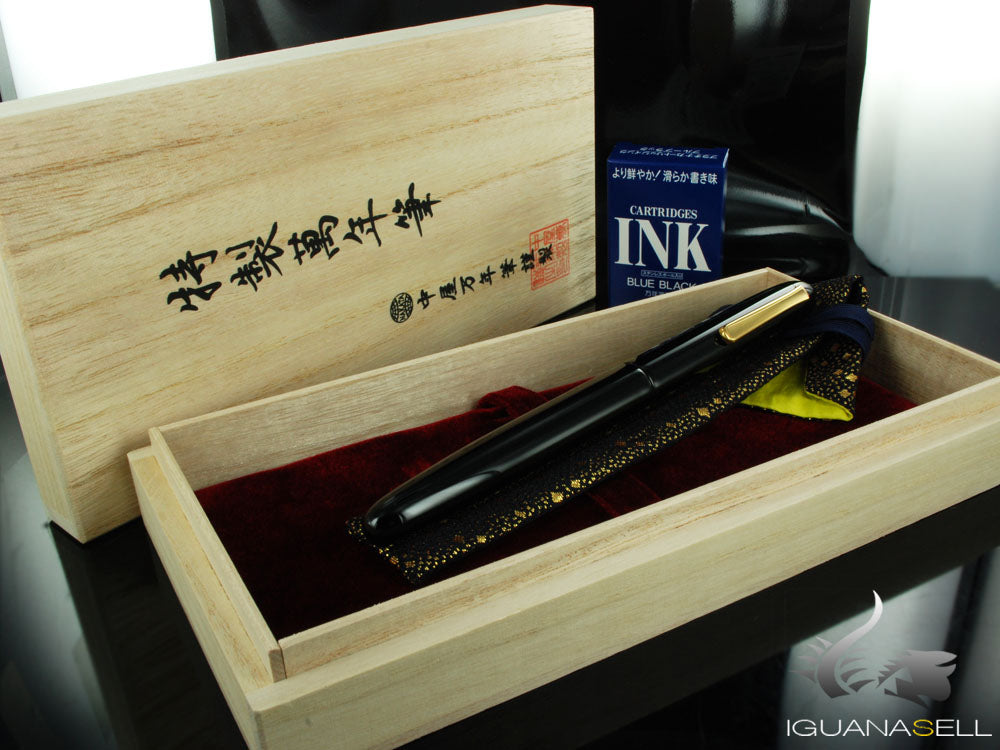 Nakaya Writer Black Fountain Pen, Long, Ebonite