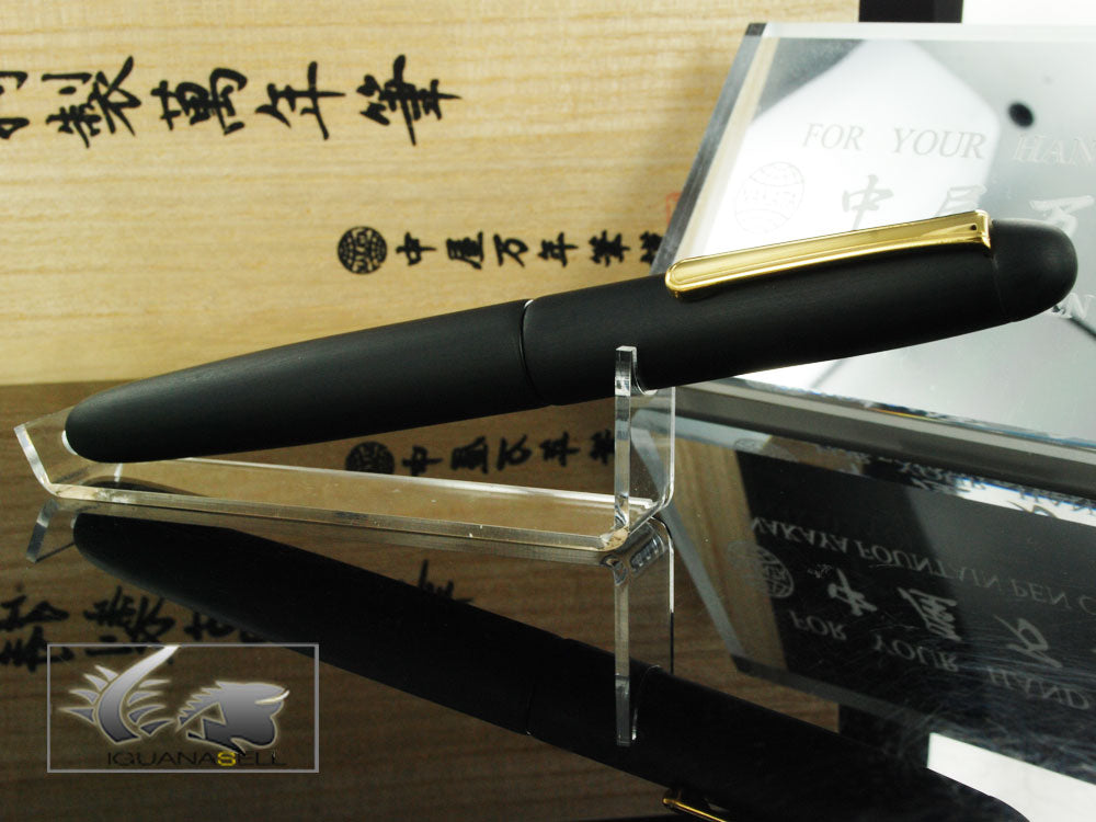 Nakaya Writer Portable Fountain Pen, Black Hairline, Ebonite