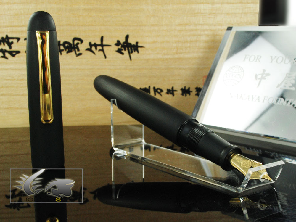 Nakaya Writer Portable Fountain Pen, Black Hairline, Ebonite