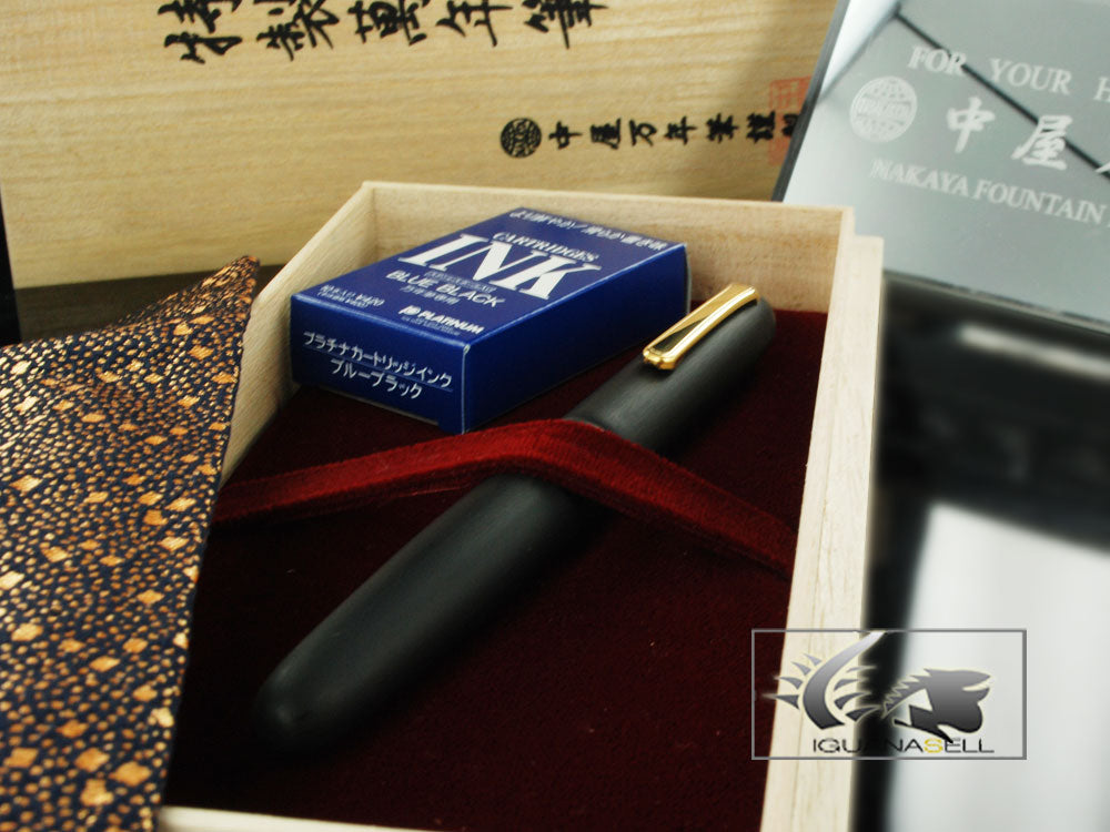 Nakaya Writer Portable Fountain Pen, Black Hairline, Ebonite