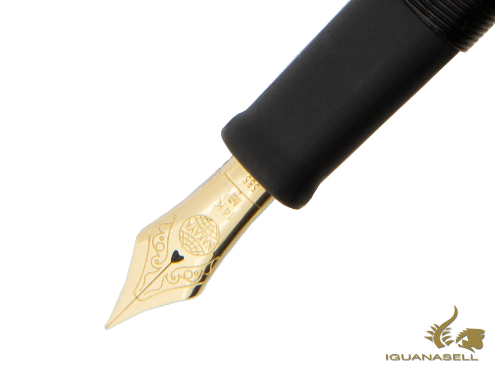 Nakaya Writer Black Hairline Fountain Pen, Long, Ebonite