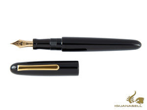 Nakaya Writer Black Portable Fountain Pen, Ebonite and Urushi lacquer