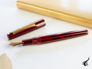 Nakaya Writer Decapod Fountain Pen, Aka Tamenuri, Ebonite/Urushi lacquer