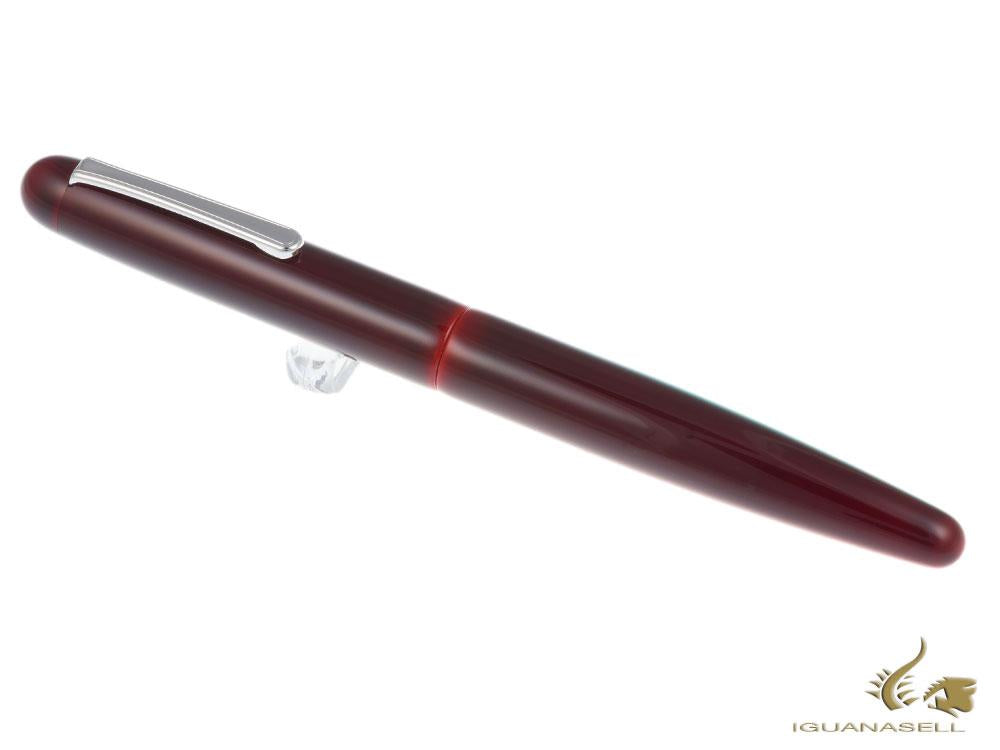 Nakaya Writer Fountain Pen Aka-Tamenuri, Long, Ebonite, Rhodium plated