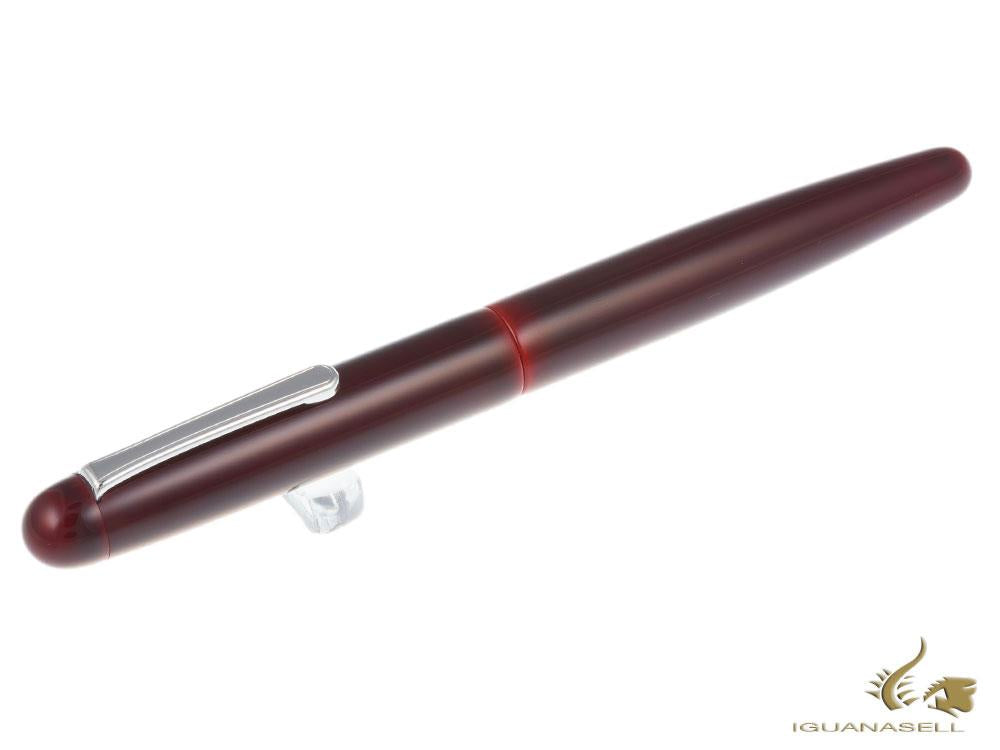 Nakaya Writer Fountain Pen Aka-Tamenuri, Long, Ebonite, Rhodium plated