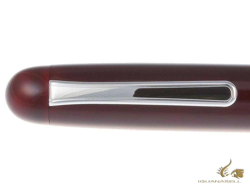 Nakaya Writer Fountain Pen Aka-Tamenuri, Long, Ebonite, Rhodium plated