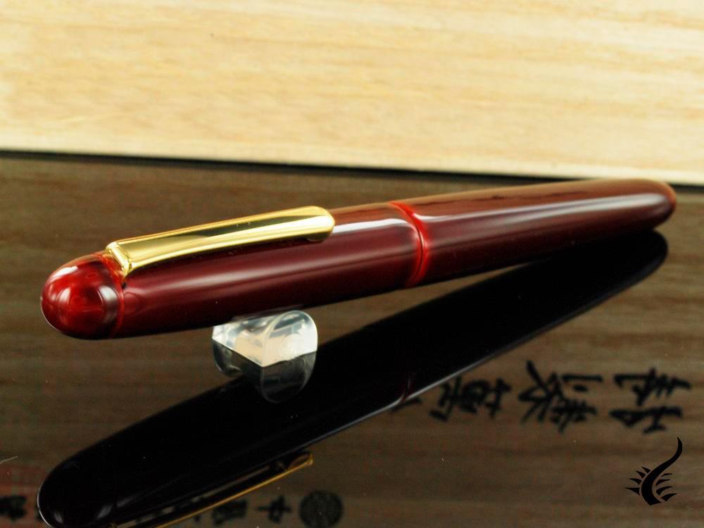 Stylo plume Nakaya Writer Aka-Tamenuri, portable, ébonite, plaqué or