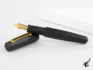 Nakaya Writer Fountain Pen Black Hairline, Piccolo, Ebonite, Gold nib