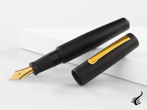 Nakaya Writer Fountain Pen Black Hairline, Piccolo, Ebonite, Gold nib