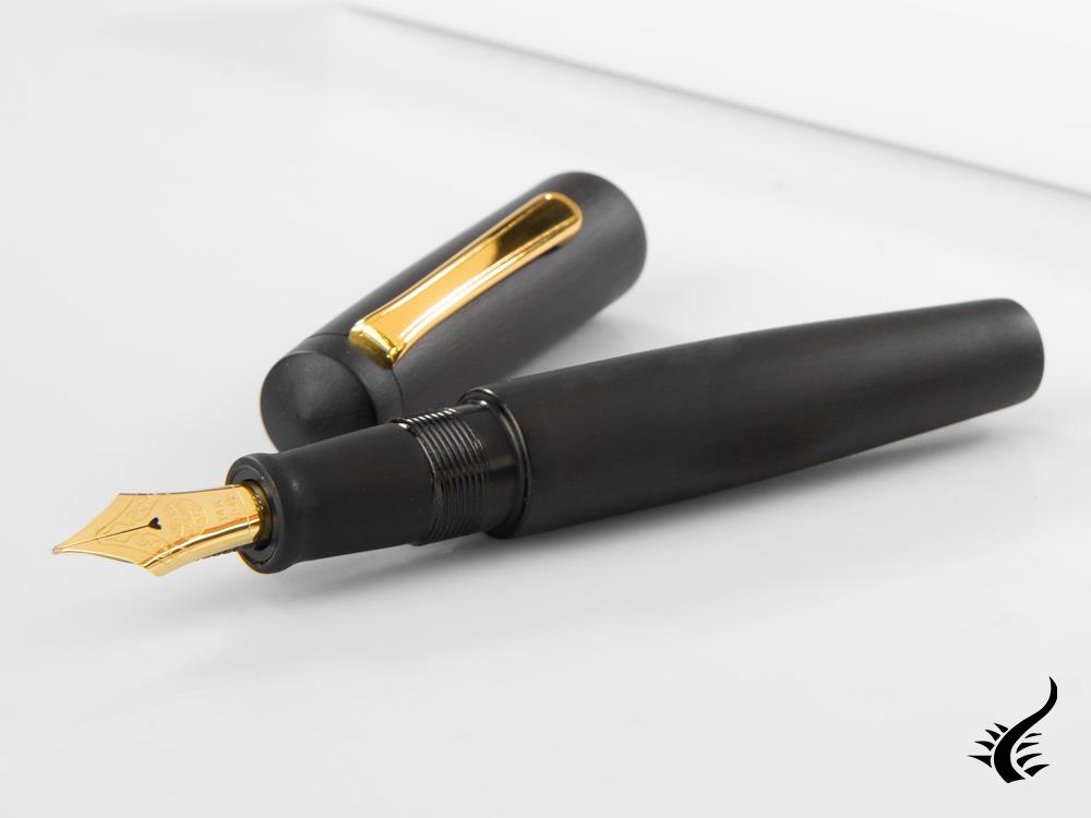 Nakaya Writer Fountain Pen Black Hairline, Piccolo, Ebonite, Gold nib